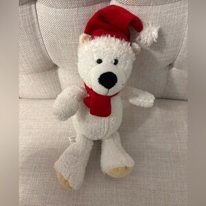 White plush bear with Santa hat 12” new with tags.